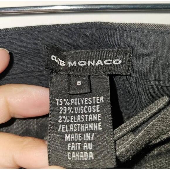 Club Monaco Charcoal Grey Pinstriped Wide-Leg Trousers Size 8 - Picture 7 of 8